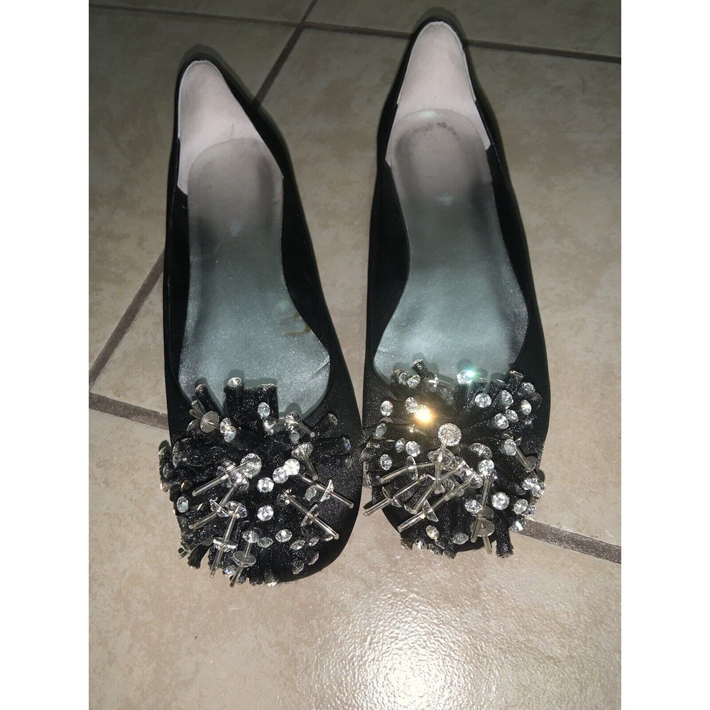 dani black Satin Beaded Mallee Flats beaded crystal y2k fall classic designer